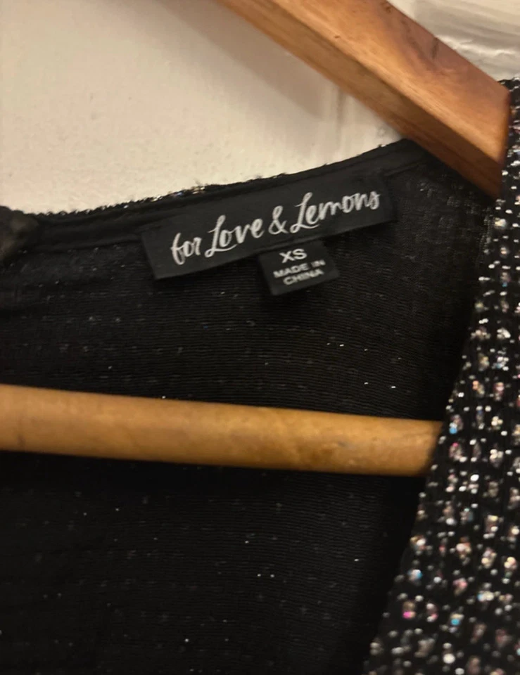 Stunning For Love & Lemons Margaux Glitter Mini Dress Size XS - Image 2 of 4