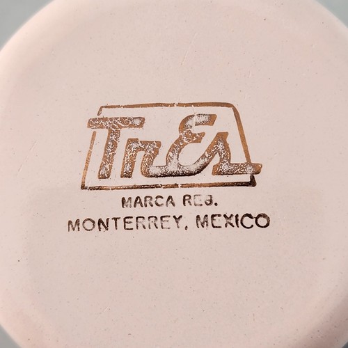 TrEs Enamel Tin Cup Small Mug Vintage Monterrey Mexico Flowers White w Blue Trim - Picture 7 of 9