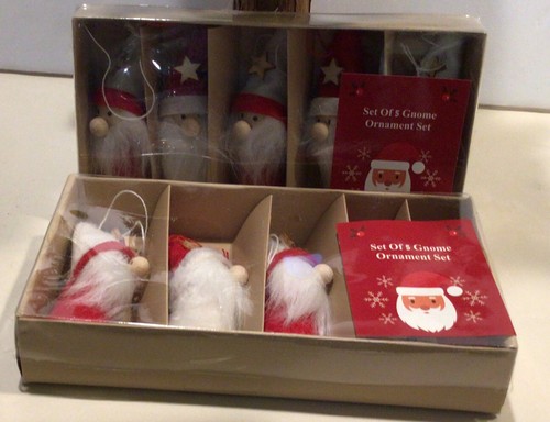 Lote de 5 adornos navideños pequeños ligeros GNOME Santa Claus nuevos en paquete - Imagen 6 de 8
