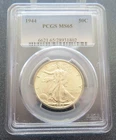 1944 P 50c Walking Liberty Half Dollar Coin - PCGS MS65 Certification# 28931802