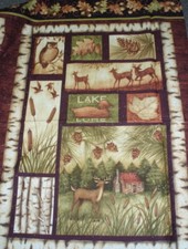 Woodlands Panel wildlife autumn deer scenic panel Benartex fabric