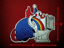 Rainbow Puking Clown Patch 4'' by 3-1/4'' Bright colors, really funny F/S
