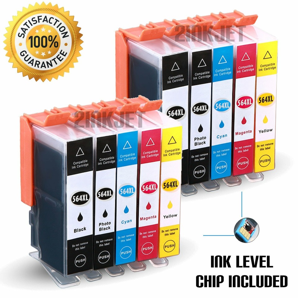 Ricambi Inchiostro Nero Ciano Magenta Giallo 5 Cartucce Inchiostro Ricaricabili Con Chip Per HP 564XL - Compatibili Photosmart 7510, 7515, C310, 8550 Cartucce Inchiostro Ricaricabili HP