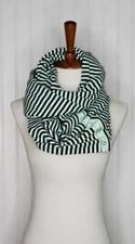 Lululemon Infinity Scarf Black & Mint Green Stripe Snap Buttons