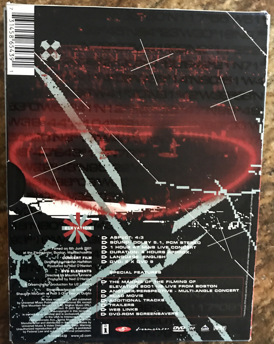 U2 - Elevation: Live from Boston (DVD, 2001) - OOP/Rare - w