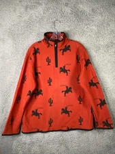 True Grit Sweater Jacket Mens Large Red Western 1/4 Zip Fleece Lightweight USA