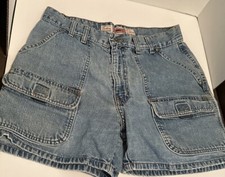 Vintage HYDRAULIC Jeans Denim Cargo Shorts Size 9 - 6 Pocket 100 Cotton Worn
