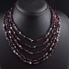 491.Cts Red Garnet Very Attractive 5 Strand Beaded Fantastic Necklace VK 18 E558