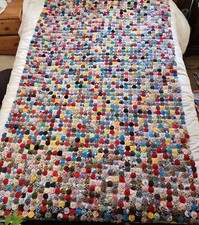 Gorgeous Vintage Handmade YoYo Hand Sewn Quilt Topper Stylish Cottage 94 51