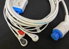 Compatible GE-Datex Ohmeda ECG cable AHA 3 leadwires Snap connector 