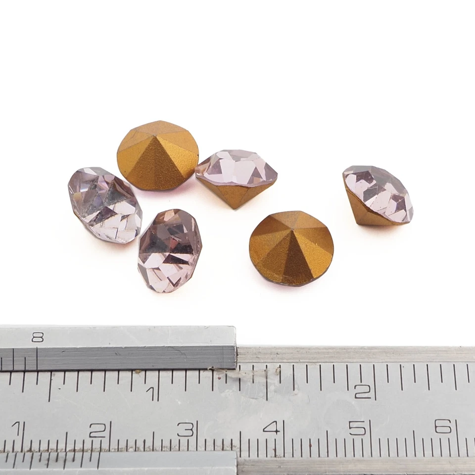 Lote (6) pedrería vintage austriaca D.S laminada púrpura pálido MC chaton ss48 11 mm Foto 2 de 2