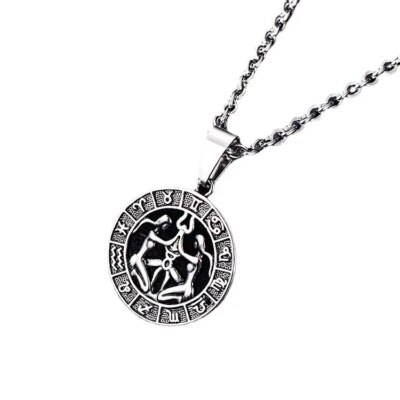 12 Zodiac Sign Constellations Horoscope Stainless Steel Pendant Necklace Chains