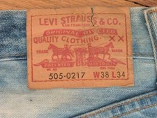 RaRe LEVI'S LVC VinTagE 1967 505-0217 big E RED LINE SELVEDGE DENIM JEANS 38 34