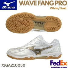 Mizuno Badminton Shoes WAVE FANG PRO White / Gold 71GA2100 50 Unisex Model NEW!!