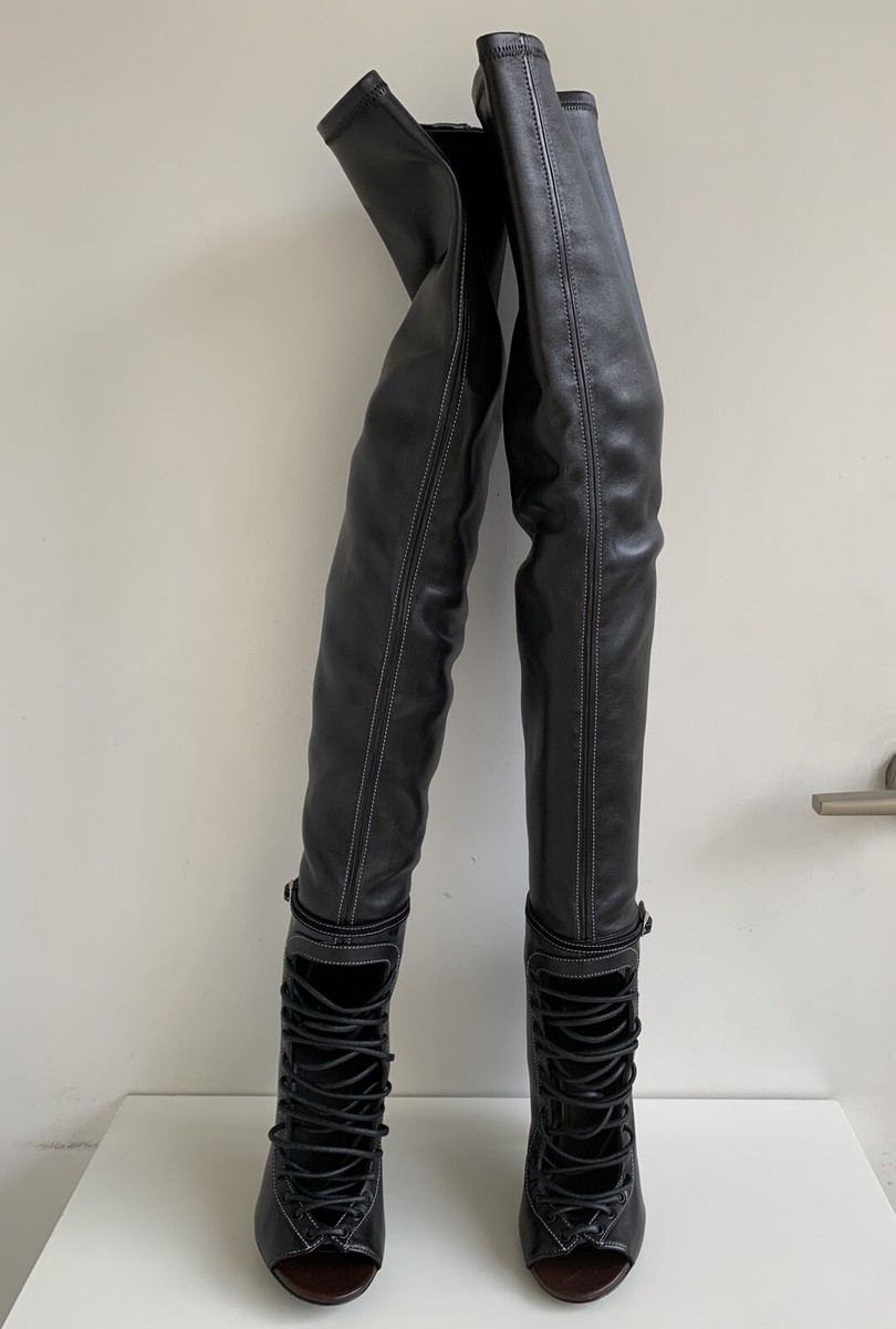 靴 GivenchyRiccardoTisci gothicsneakerboots GIVENCHY Laced Thigh High Runway Boots Over The Knee OTK Nunka 36