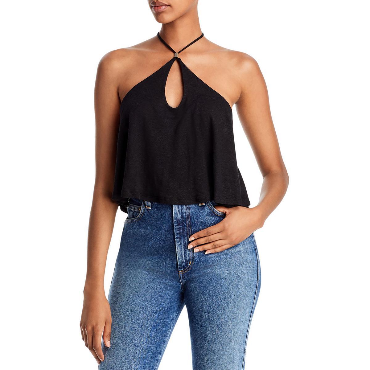 Женская черная льняная трикотажная рубашка на бретелях Free People M BHFO 5518