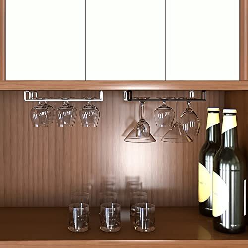 2 Stück Metall Draht Unter Schrank Weinglas Regal Stielglas Halter für Küche Bar - Bild 6 von 7