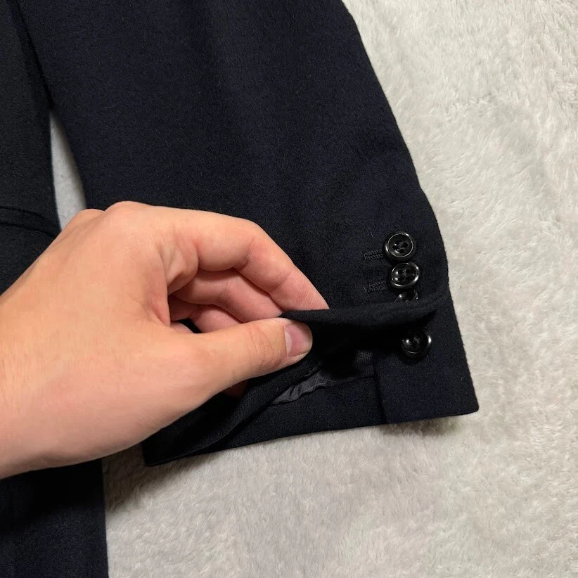 Tom James Holland & Sherry Navy Cashmere Flannel Blazer 40R 3-Btn Surgeon Cuff - Image 4 of 4