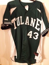 TULANE GREEN WAVE GAME USED WORN RAWLINGS BASEBALL JERSEY SIZE 46 #43