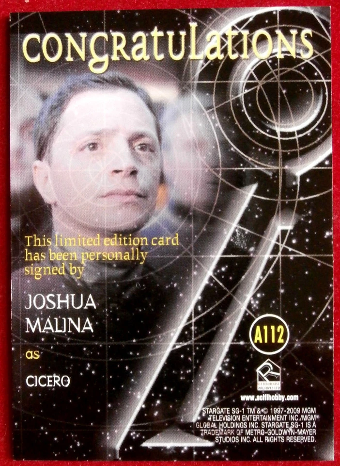 STARGATE SG1 - JOSHUA MALINA as Cicero - Personally Signed Autograph Card - Image 2 of 2