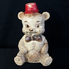 Vintage Edward Mobley 7.5" Rubber Bear in Hat Toy by Arrow Plastic  Rubber Co