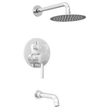 8" Wall Mounted Rain Shower Faucet Set, Leak-Proof, Silicon Nozzles, Tub Spout