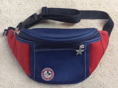 Disney Store Mickey American Sport Patch Fanny Pack Waist Bag Travel Red Blue