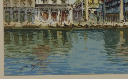 Vtg Venice Italy Grand Canal & Doge's Palace Original Watercolor Painting Signed - Picture 3 of 8