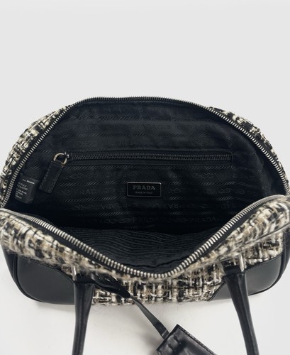 Original Prada Tweed Vitello Leder Mini Luxus Designer Handtasche - Bild 13 von 15