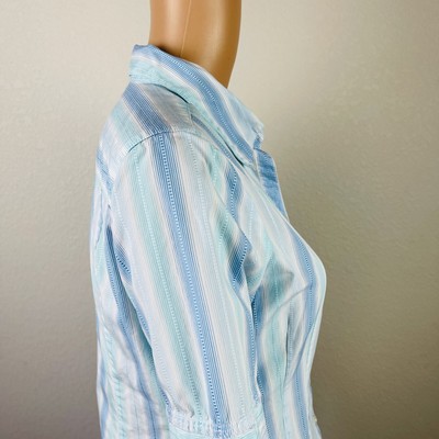 Chemisier Boutonné Ann Taylor LOFT - Taille 10 - Manches Longues - Vert - Occasion Très Bon état