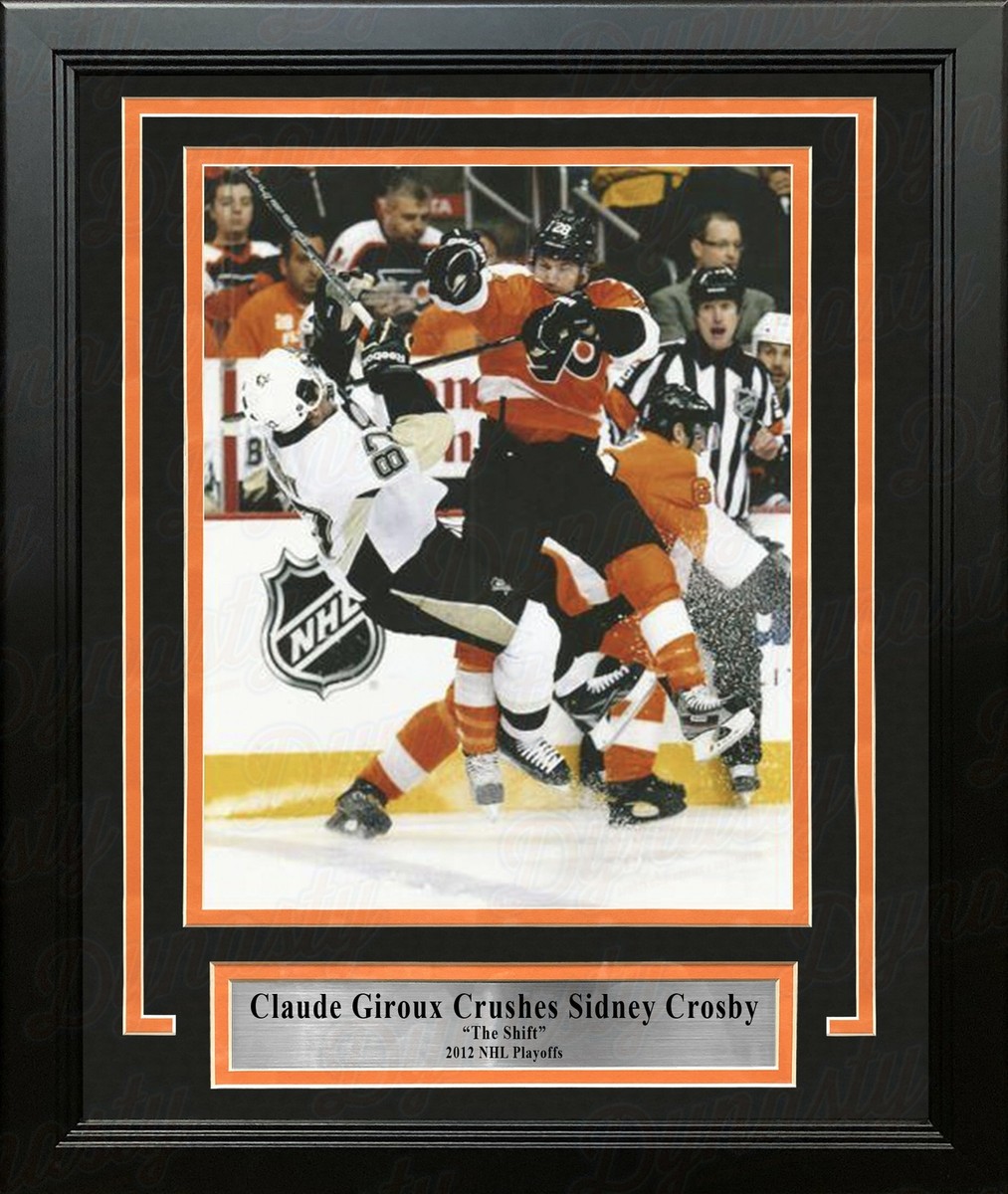 Claude Giroux Hits Sidney Crosby Philadelphia Flyers Framed Hockey
