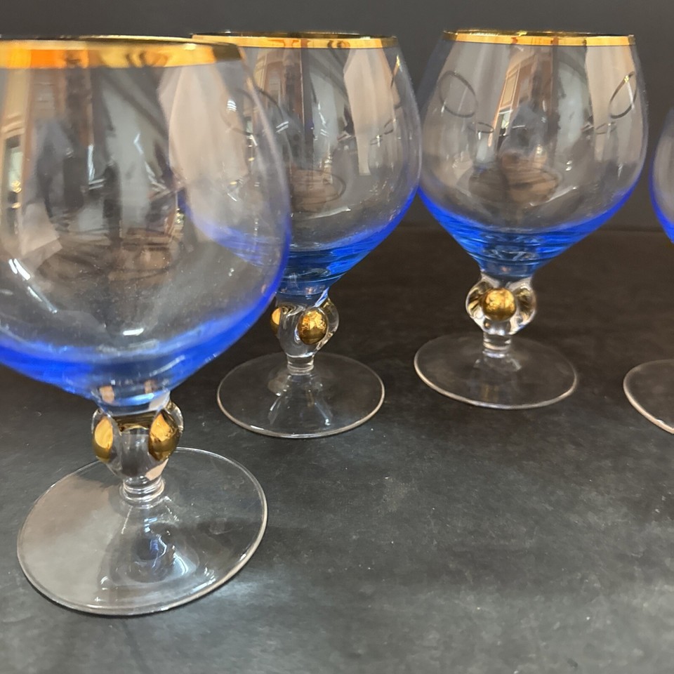 Vintage Zuzana 5” Brandy Snifters Glasses, Set of 5 Czechoslovakia