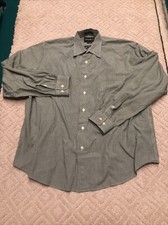 Men s Eddie Bauer Wrinkle Resistant Button Down Shirt, Large, White Green Check