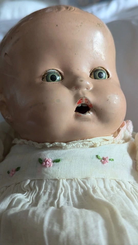 Antiguo Horsman Composición Bebé Muñeca 15" Tela Cuerpo Dormir Ojos Años 30 Dientes Foto 2 de 4