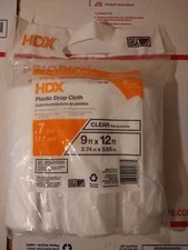 6 PACK HDX Plastic Drop Cloth 9 x 12 Feet .7 mil Clear 157 769 NEW