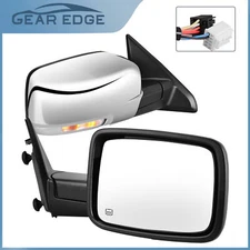Pair Tow Mirrors For 2009- 2018 Dodge Ram 1500 10-17 Ram 2500 3500 Signal Puddle