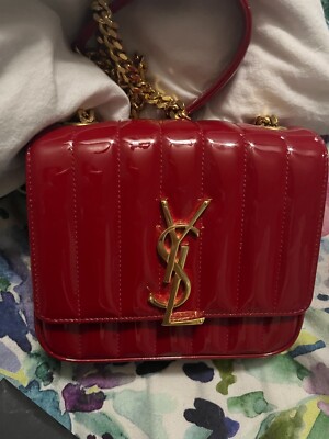 YSL Patent  Vicky Crossbody Red Leather Bag 7.2x6.25x3 Gorgeous! B160607822BWB