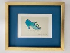 ANDY WARHOL | BLUE SHOE SIGNED VINTAGE PRINT MATTED AND FRAMED $