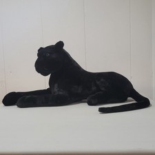 28" Black Panther Plush Lying Green Eyes Leopard Jaguar Realistic