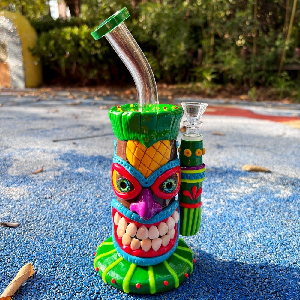 9" Glow in the Dark 3D Monster Clay Glass Bong Honeycomb Perc Water Pipe Bubbler