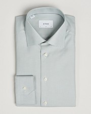Men ETON Single Cuff Signature Twill Shirt Grey Slim Fit Size 40 15 3/4
