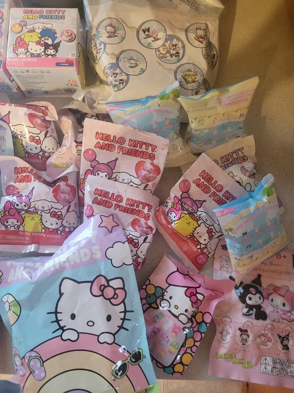 Hello Kitty And Friends Assorted Mystery Blind Bag Lot. Set Of 18 Pieces. New.