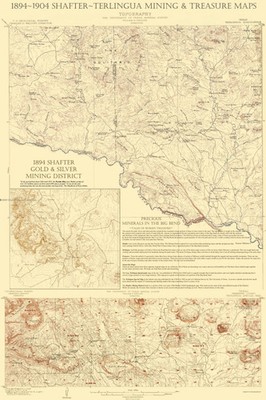 Topographical Map - Shafter Terlingua Texas Mining Treasures Quad - USGS 1904 -