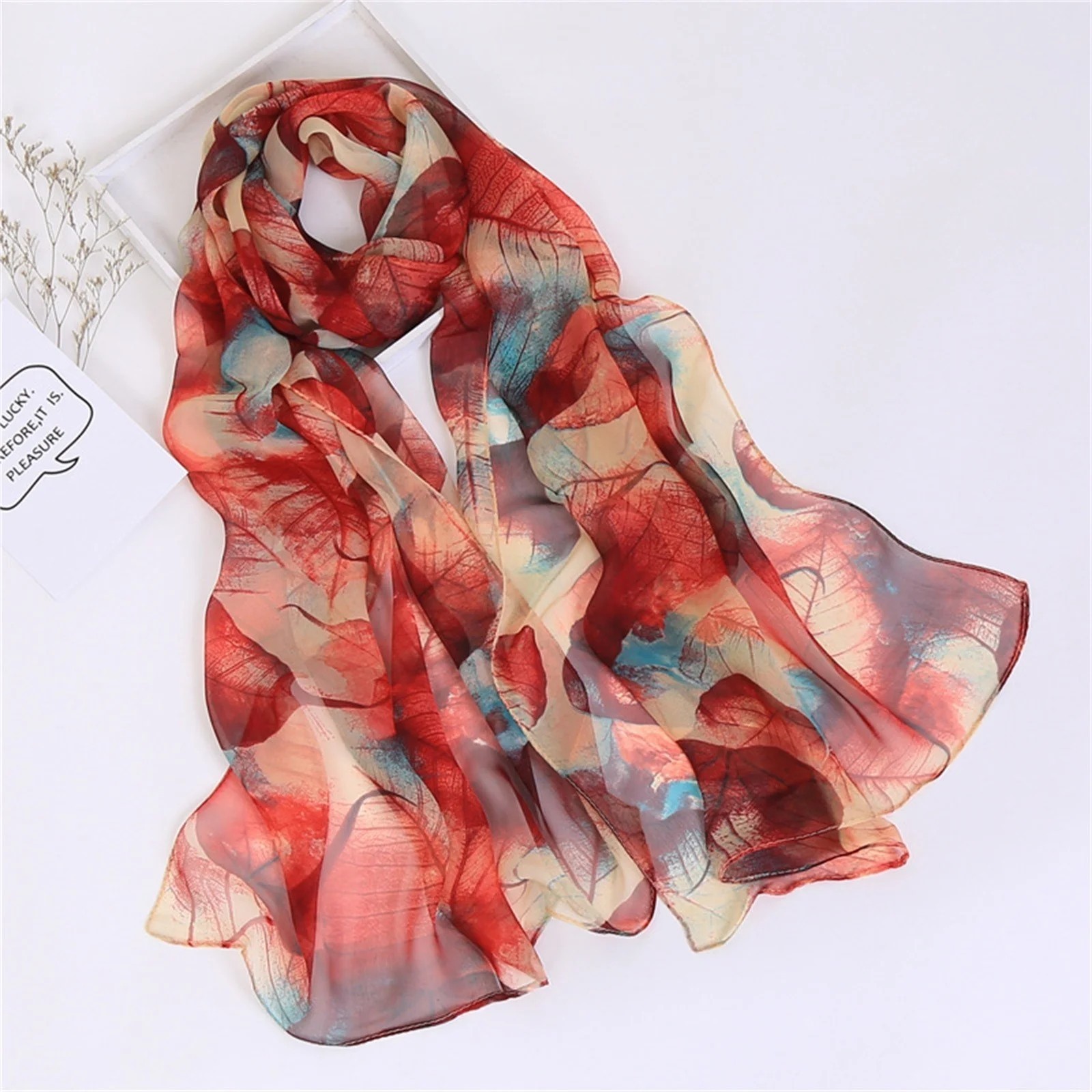 Autumn Breeze Fashion Scarf Women's Chiffon Printed Soft Fashion Wrap 63 x 19 in
