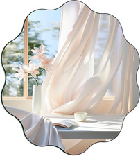 Runder Wandspiegel 30 cm gewellter Rand für BadFlurWohnen, rahmenlos, elegant