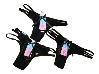3er Set Slip Unterhose Unterwäsche Wäsche String Gr. S 34 36 Schwarz 