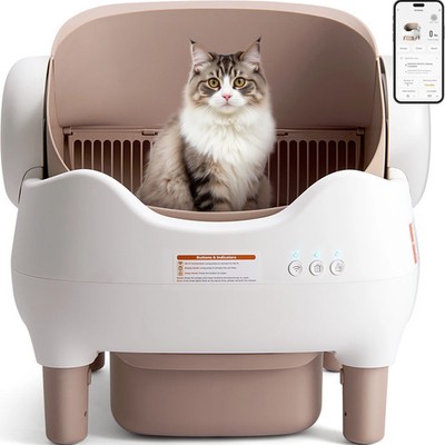 Lunapurr Automatic Self-Cleaning Cat Litter Box APP Control Open-Top Multi-Cat