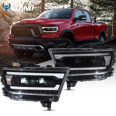 Fits 2019-2024 Dodge Ram 1500 Clear LED Headlights w/Dynamic & Sequential Lamps