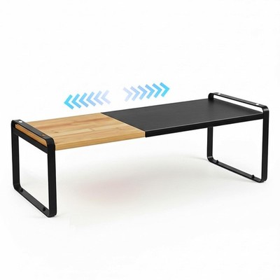 Solcasaco Expandable Cabinet Shelf Organizer & 7.9''D x 21.5''W x 6.3''H, Black