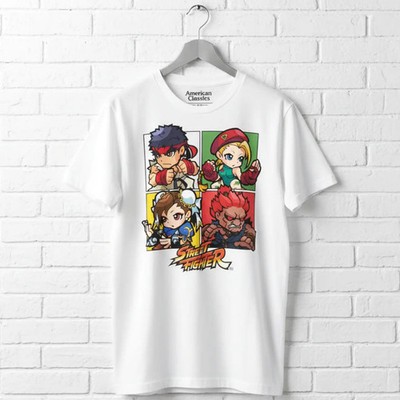 Street Fighter Chibi Warriors Men's T Shirt Ryu Cammy Akuma Chun-Li Capcom Gamer